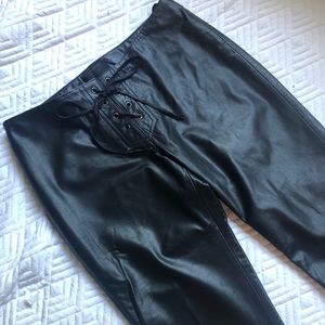 Guess Lace-Up Boot Cut Leather Pants